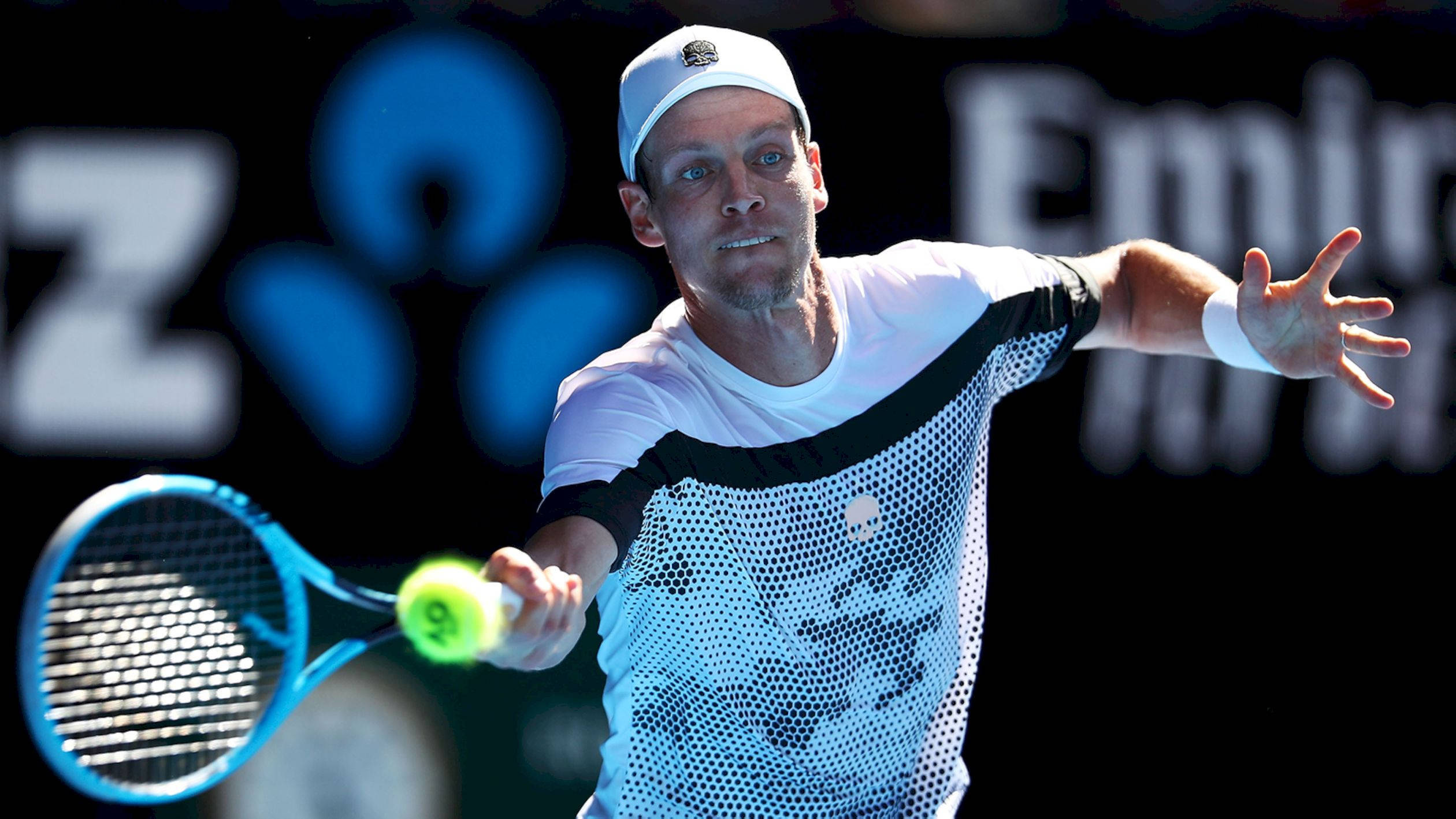 Tomas Berdych, bright yellow ball, blue racket, Full HD Desktop Wallpaper