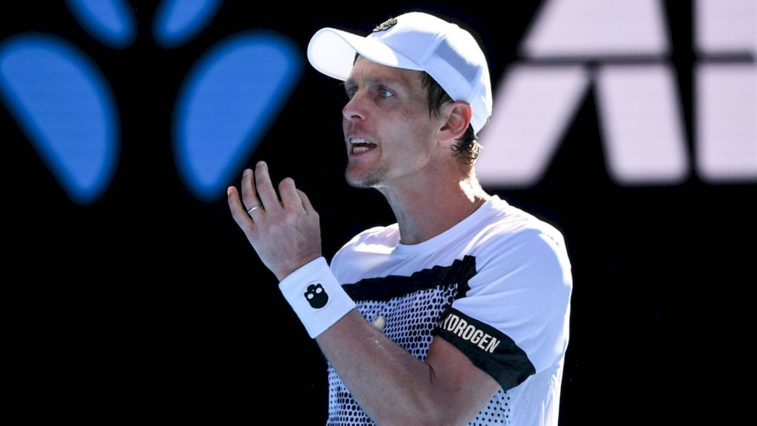 Tomas Berdych, white cap, white shirt, Full HD Desktop Wallpaper