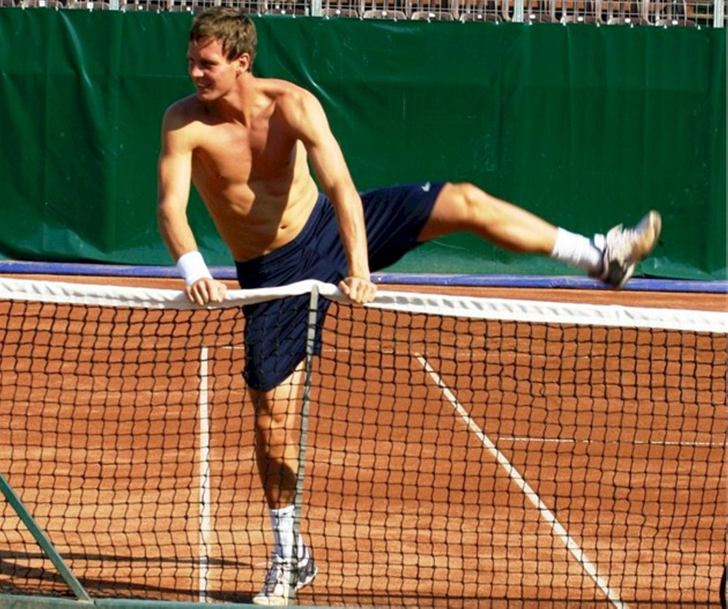 Tomas Berdych, clay court, net, Full HD Desktop Wallpaper