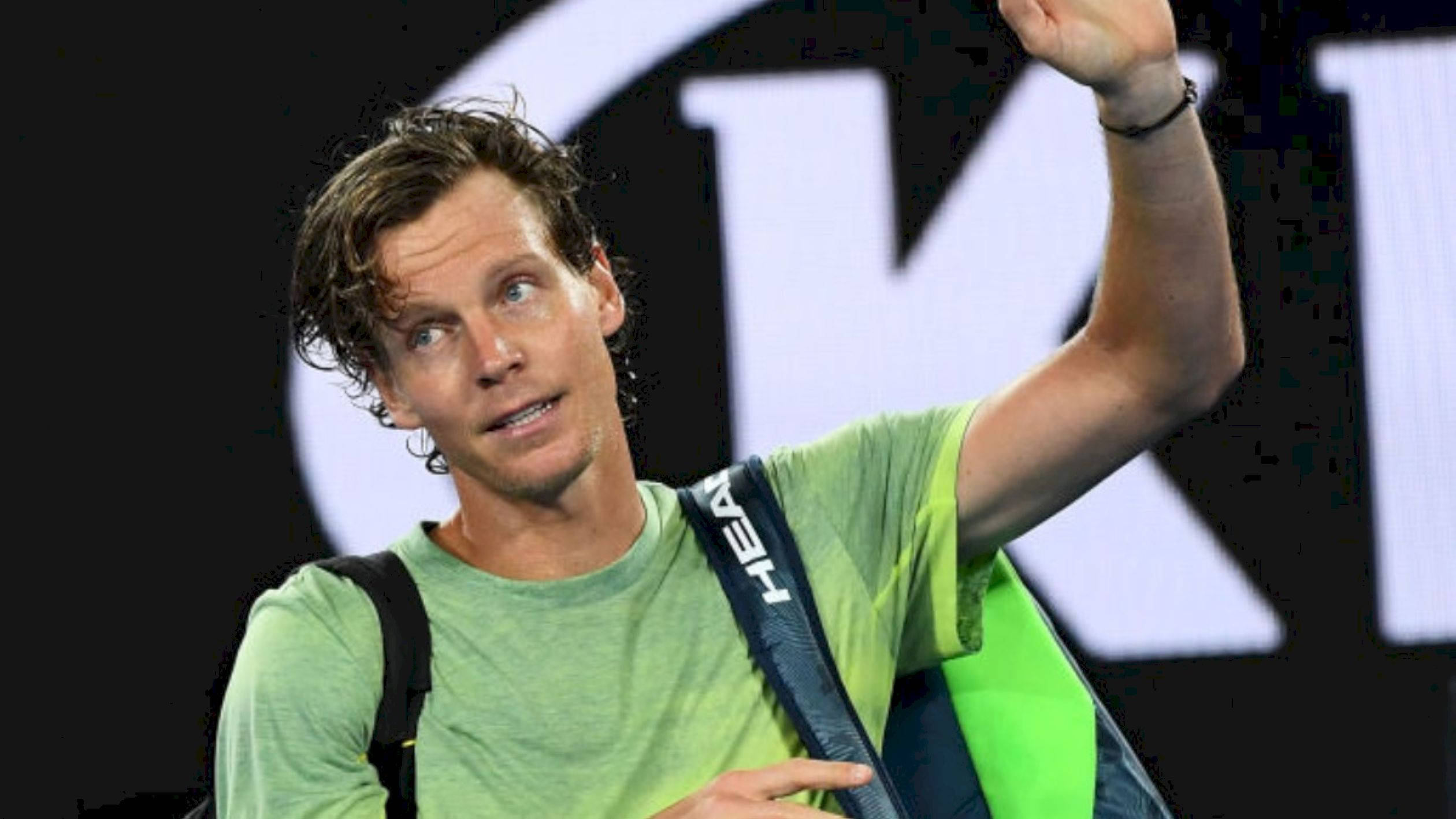 Tomas Berdych, green shirt, tennis bag, Full HD Desktop Wallpaper