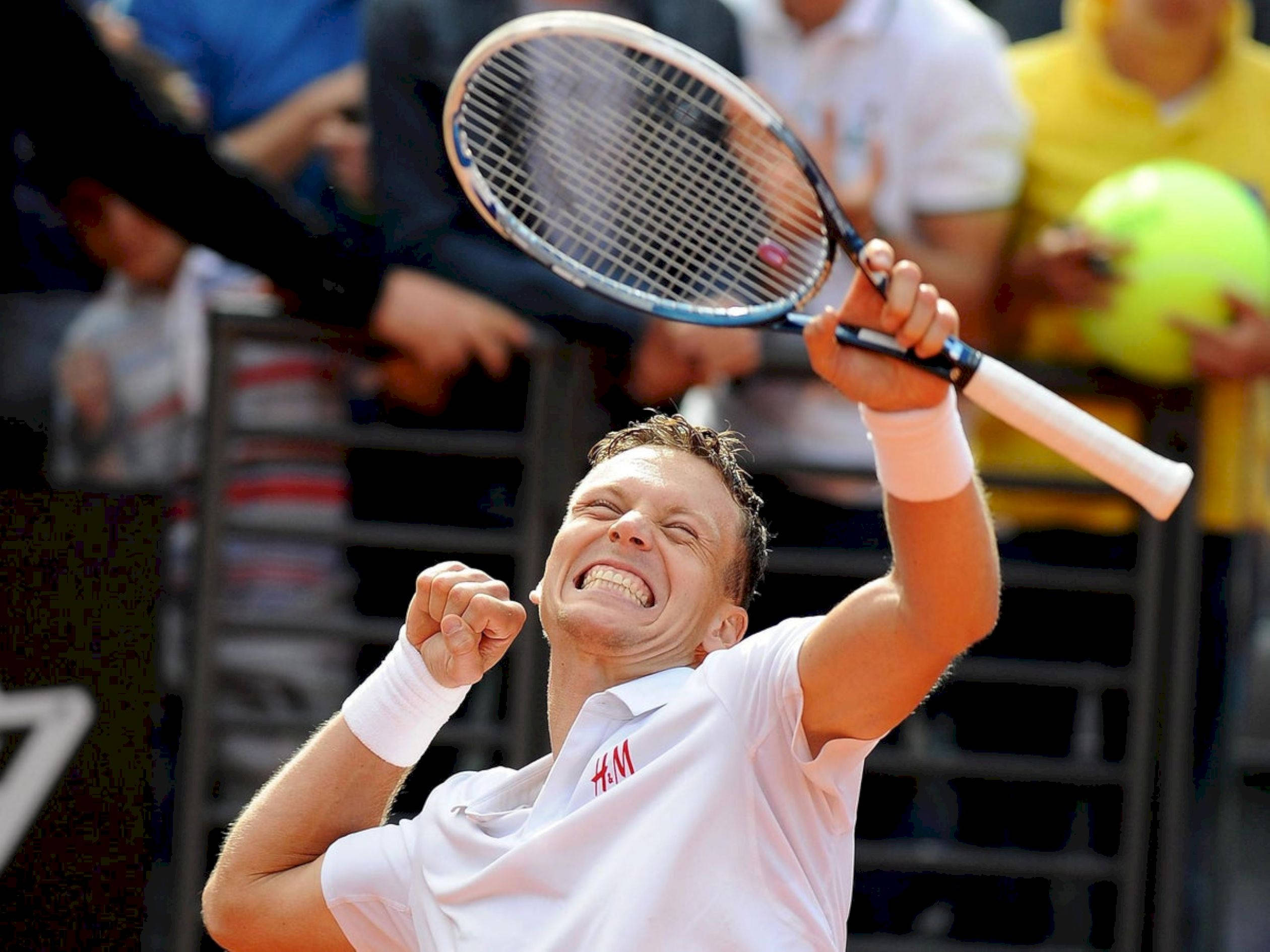Tomas Berdych, tennis player, raised racket, Full HD Desktop Wallpaper