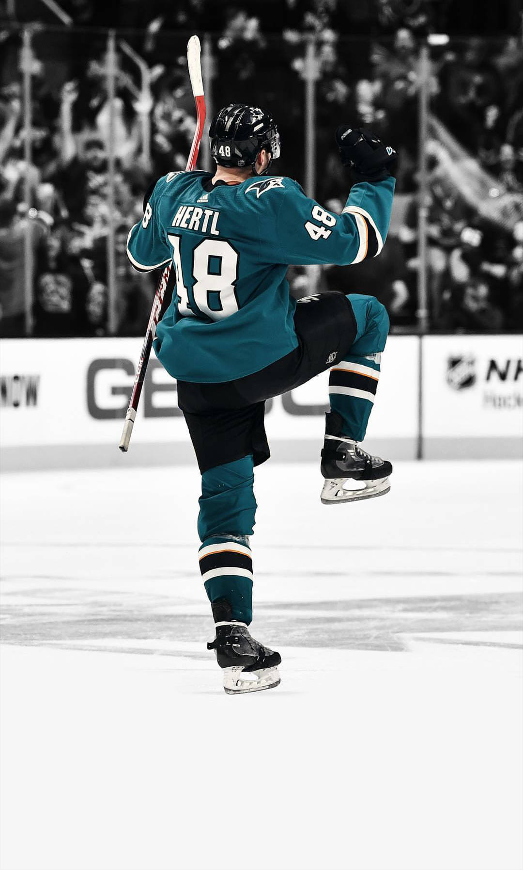 Tomas Hertl, teal jersey, ice rink, HD Phone Wallpaper