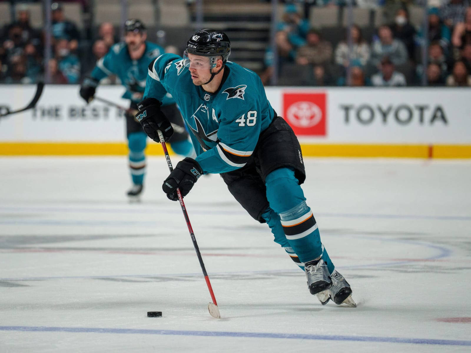 Tomas Hertl, teal Sharks jersey, hockey player, HD Desktop Wallpaper