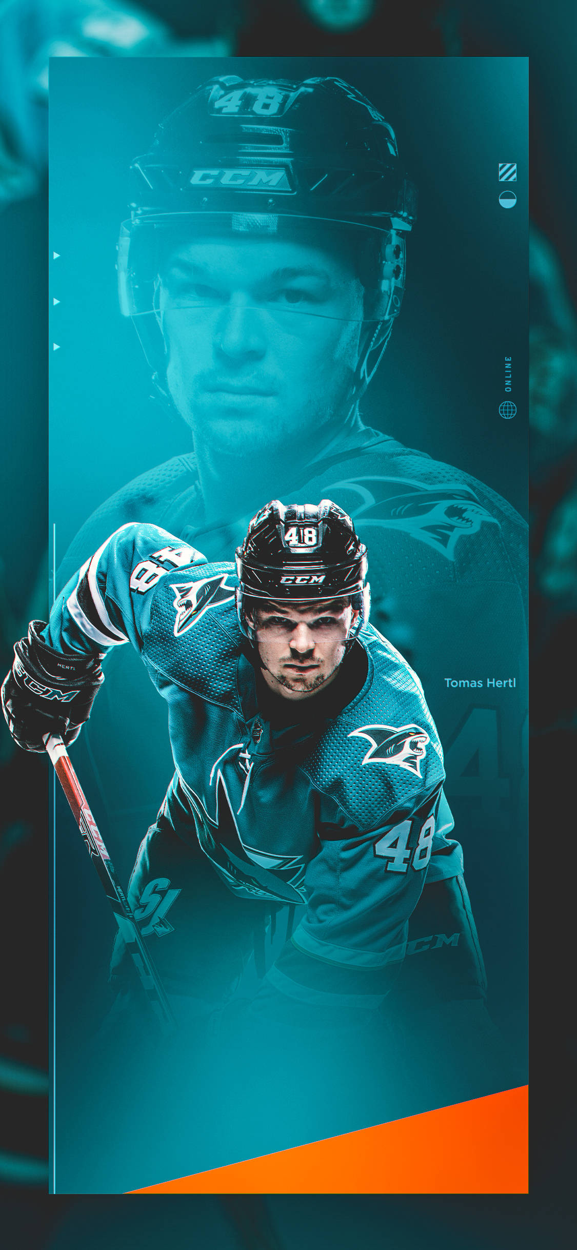 Tomas Hertl, teal uniform, number 48, Full HD Phone Wallpaper