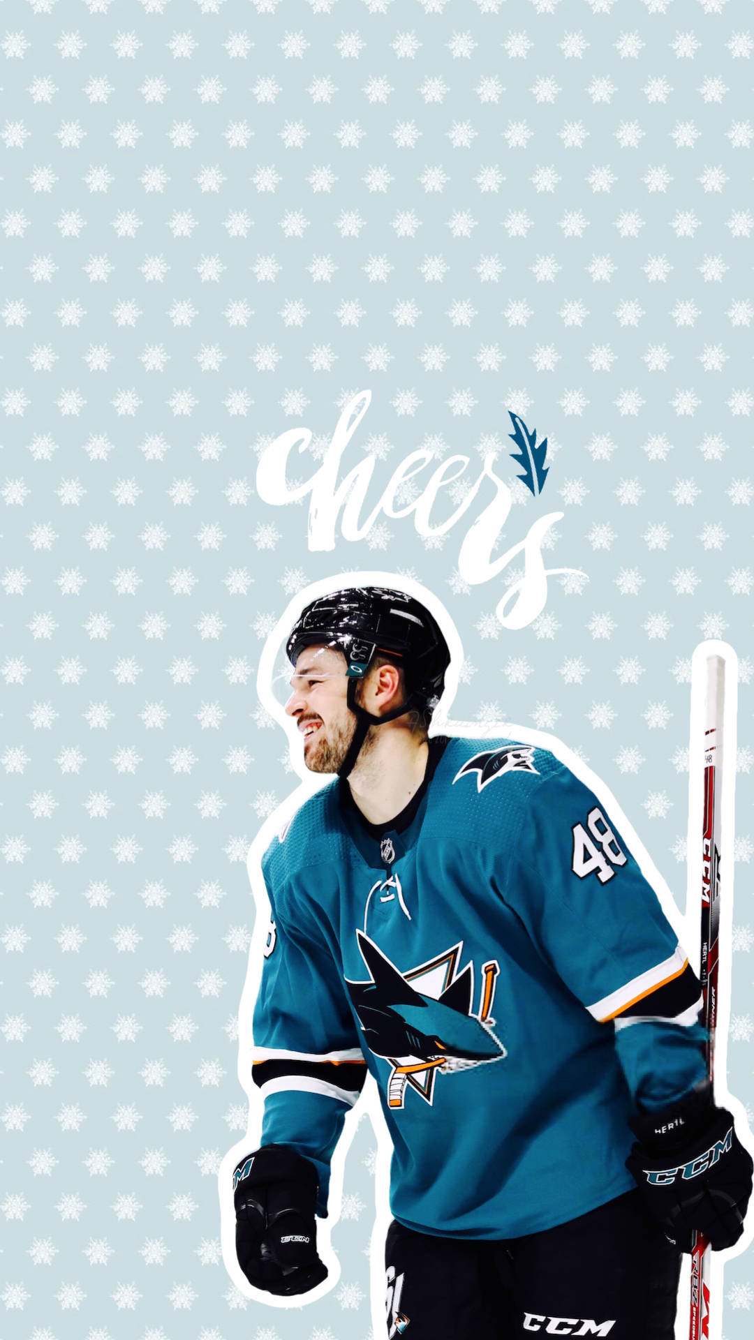 Tomas Hertl, teal Sharks jersey, snowy patterned background, Full HD Phone Wallpaper