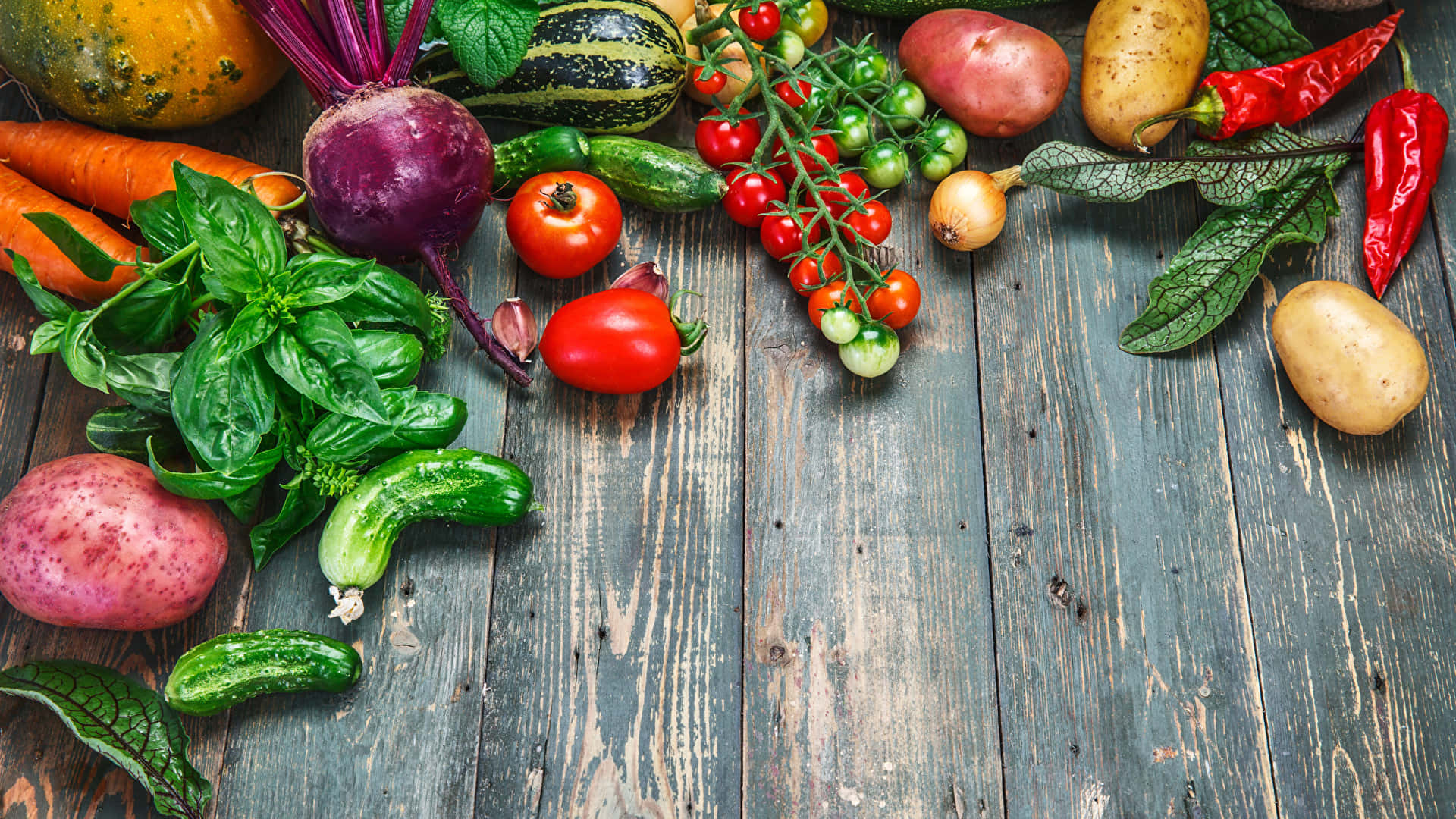 tomatoes, cucumbers, chilies, Full HD Desktop Wallpaper