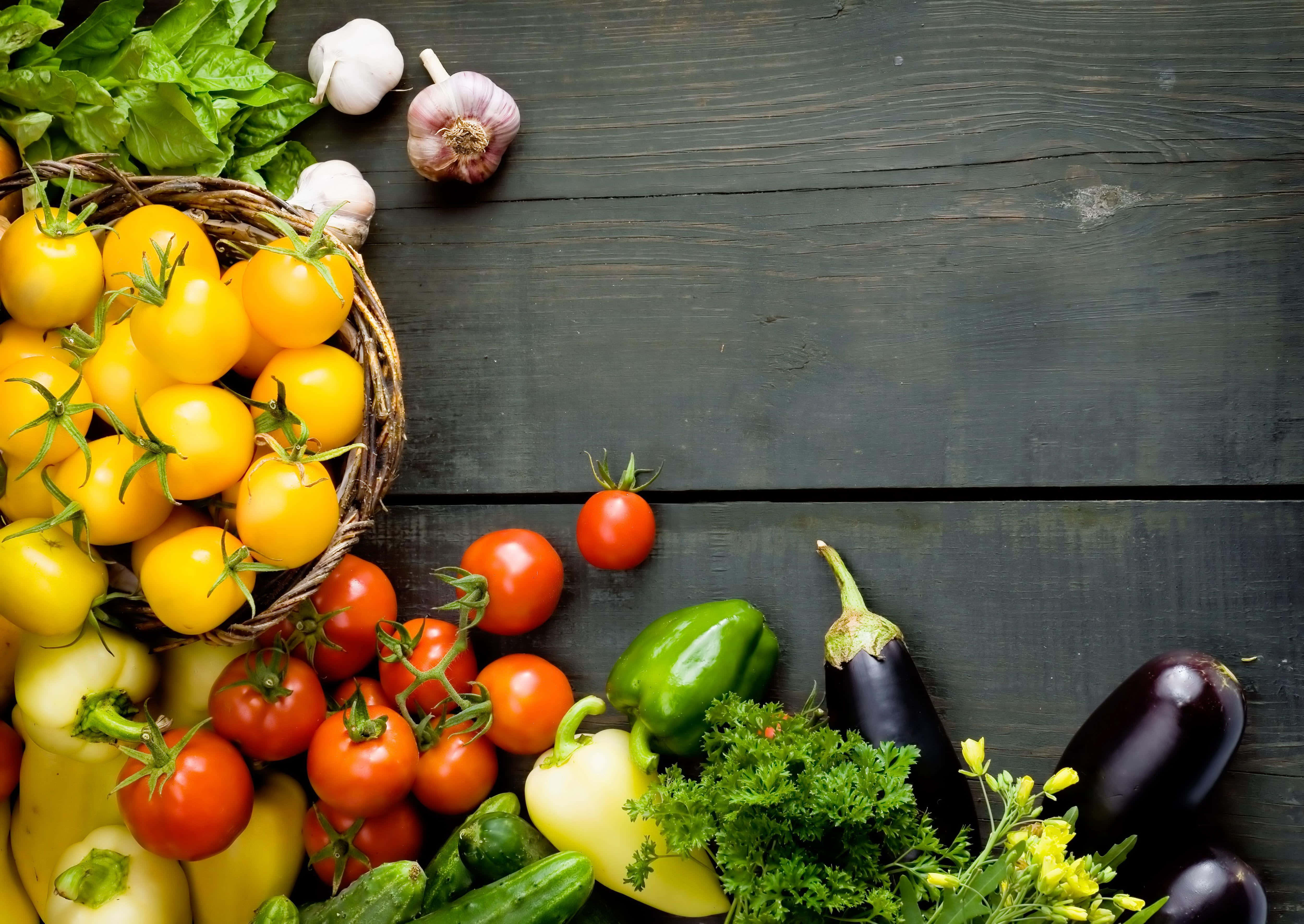 tomatoes, peppers, eggplants, 4K Desktop Wallpaper