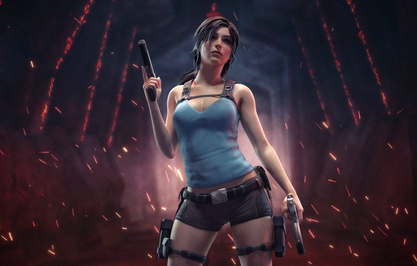 Tomb Raider Game, female adventurer, blue tank top, HD Desktop Wallpaper