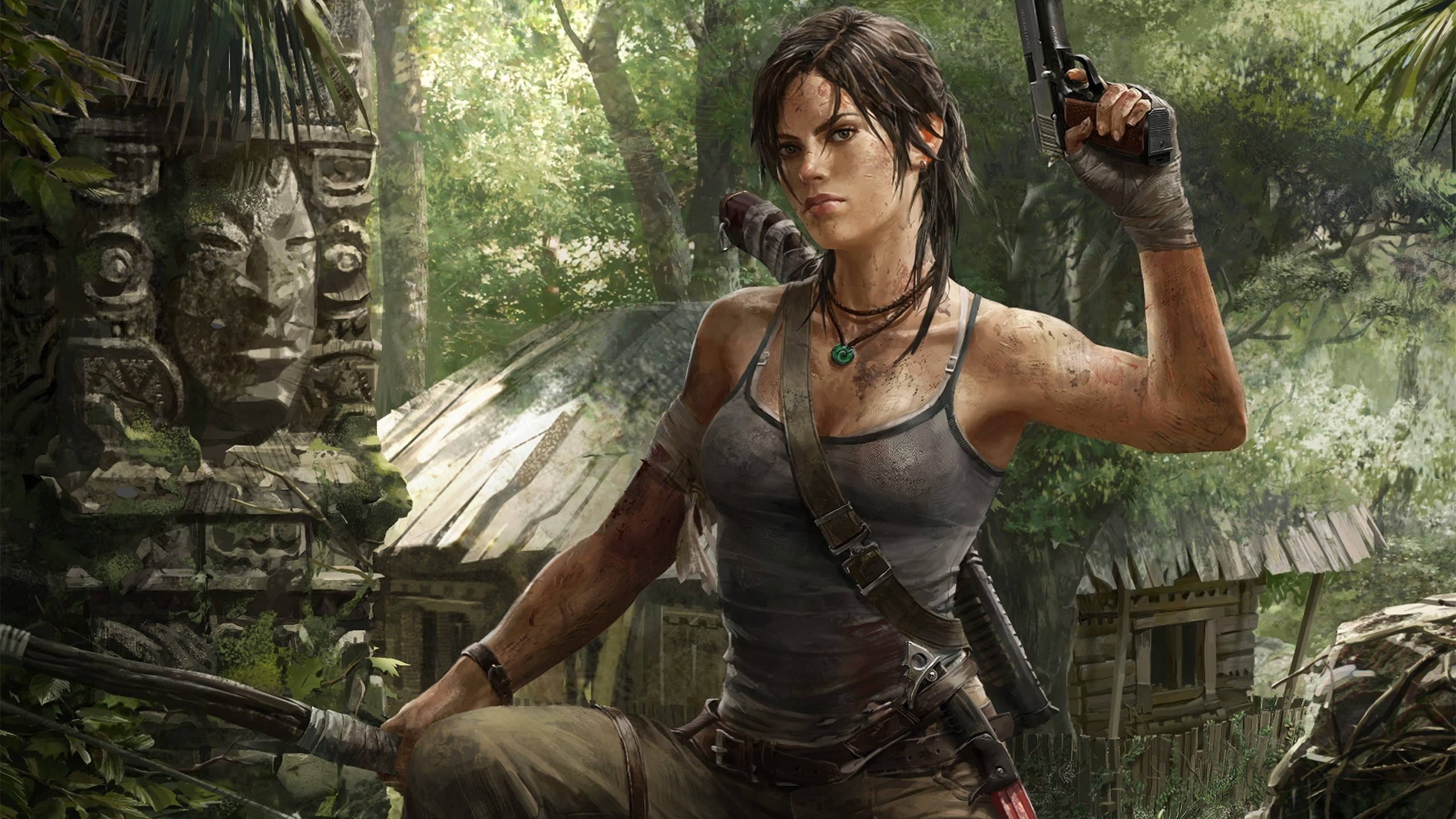 Tomb Raider Game, adventurer, gun, 2K Desktop Wallpaper
