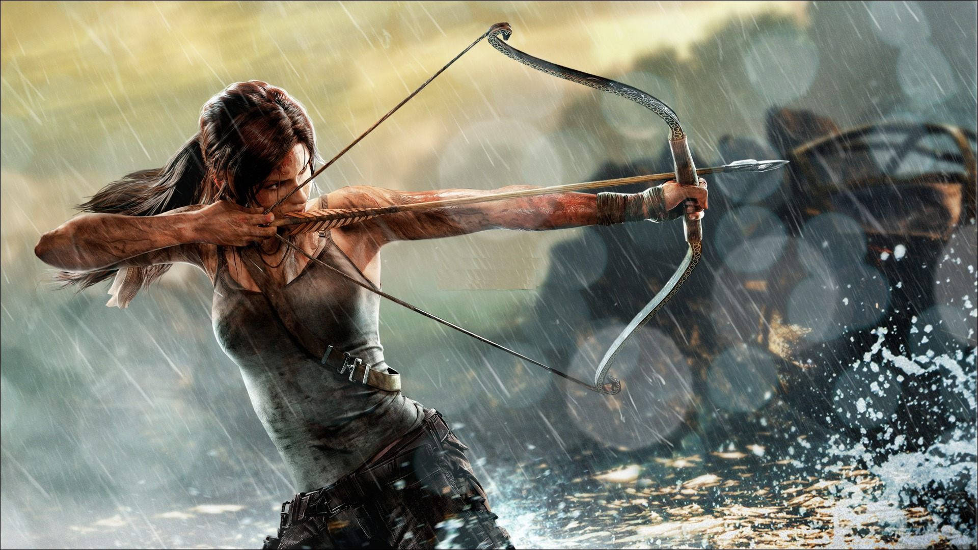 Tomb Raider Game, female adventurer, bow, Full HD Desktop Wallpaper