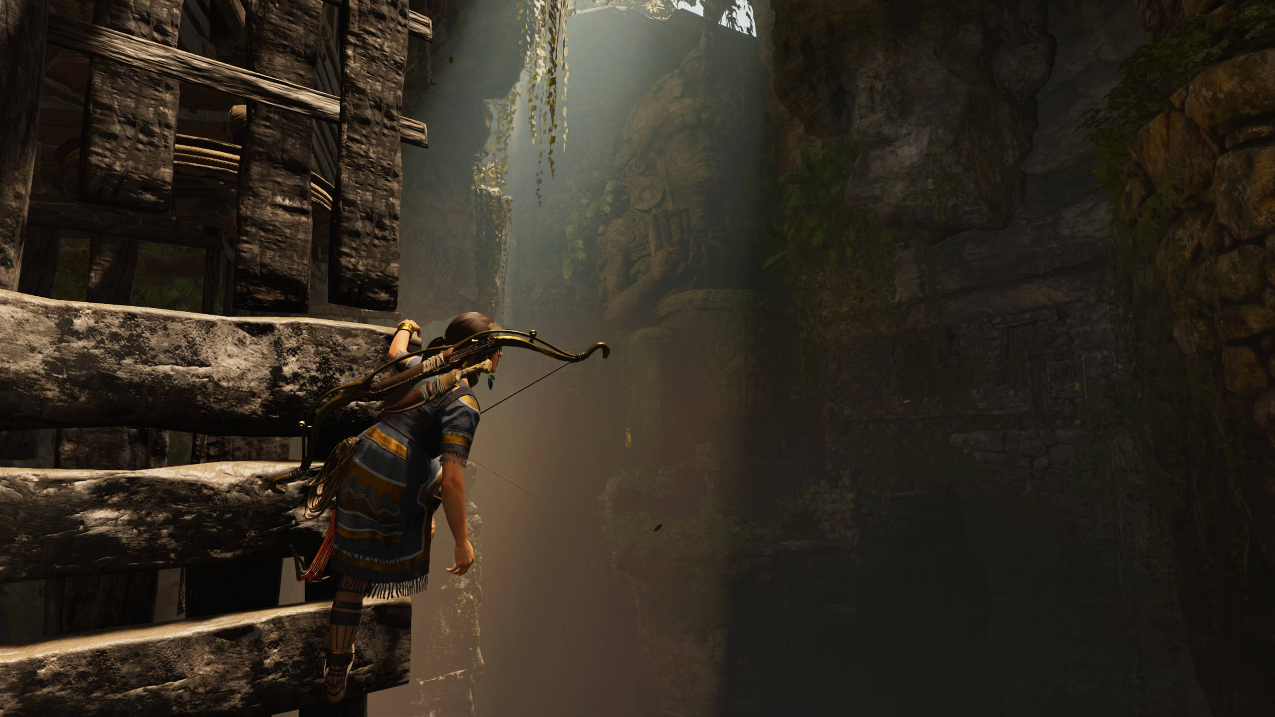 Tomb Raider, mountain temple, wooden platform, 2K Desktop Wallpaper