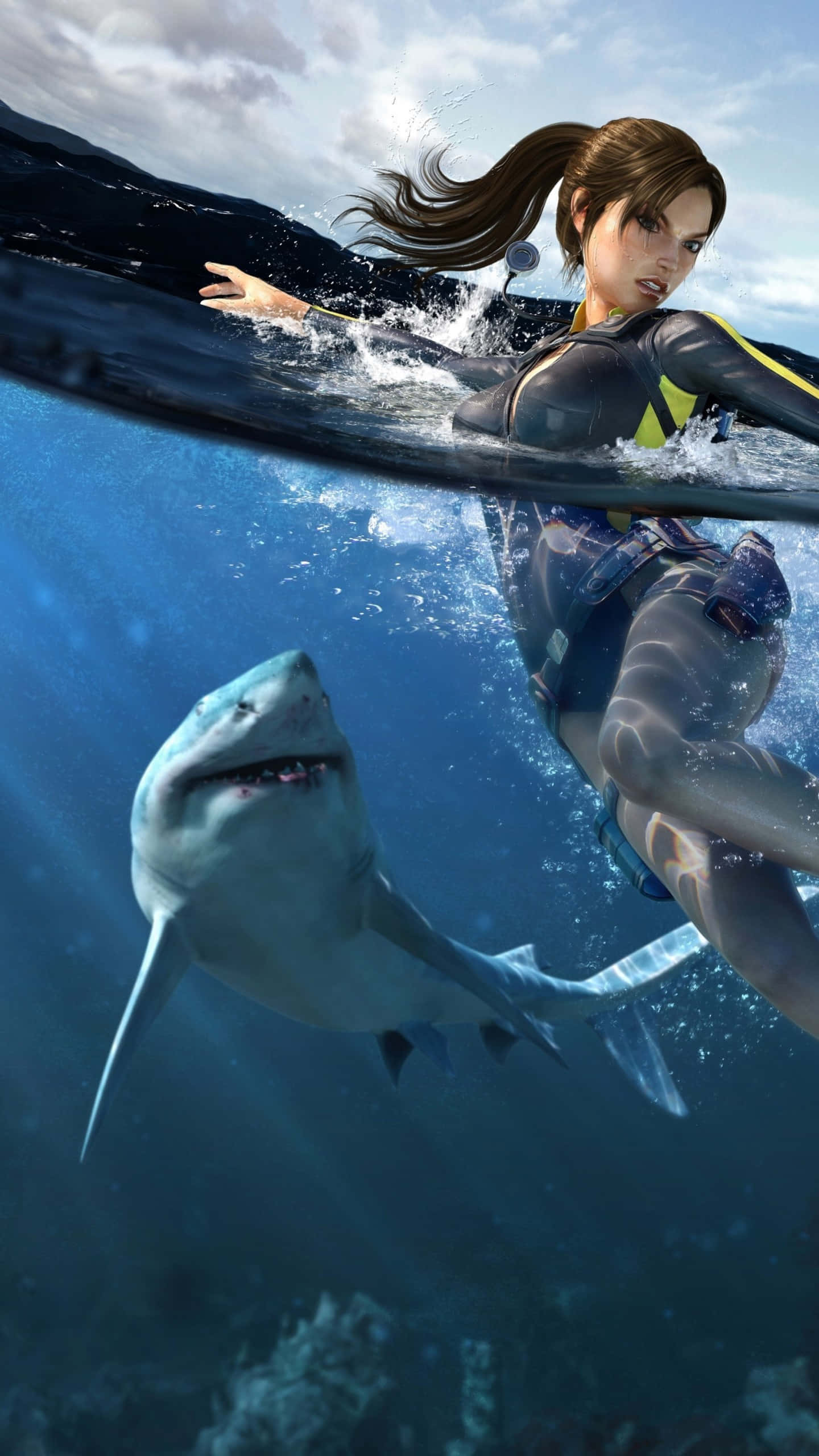 Tomb Raider, iPhone 5s, woman in a wetsuit, 2K Phone Wallpaper