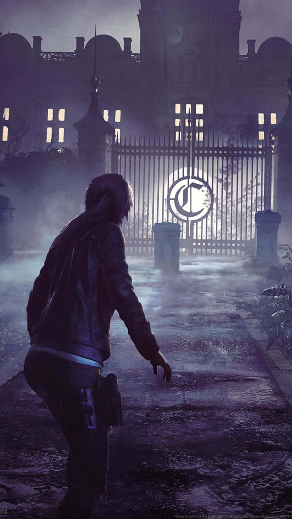 Tomb Raider Phone, leather jacket, misty gothic gate, HD Phone Wallpaper