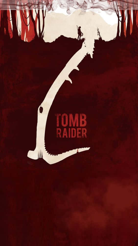 Tomb Raider, cliff, blood-red forest, SD Phone Wallpaper
