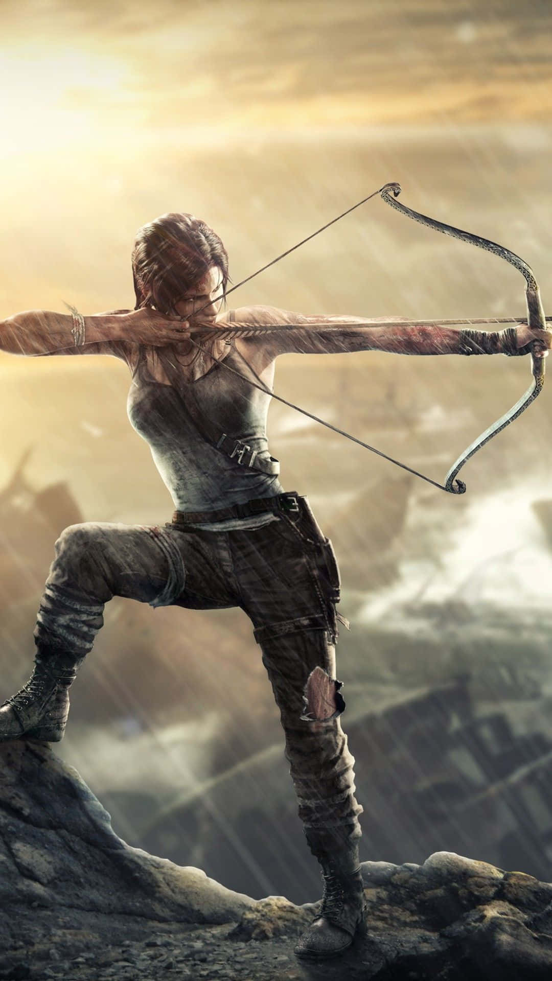 Tomb Raider Phone, adventurer, rocky cliff, Full HD Phone Wallpaper