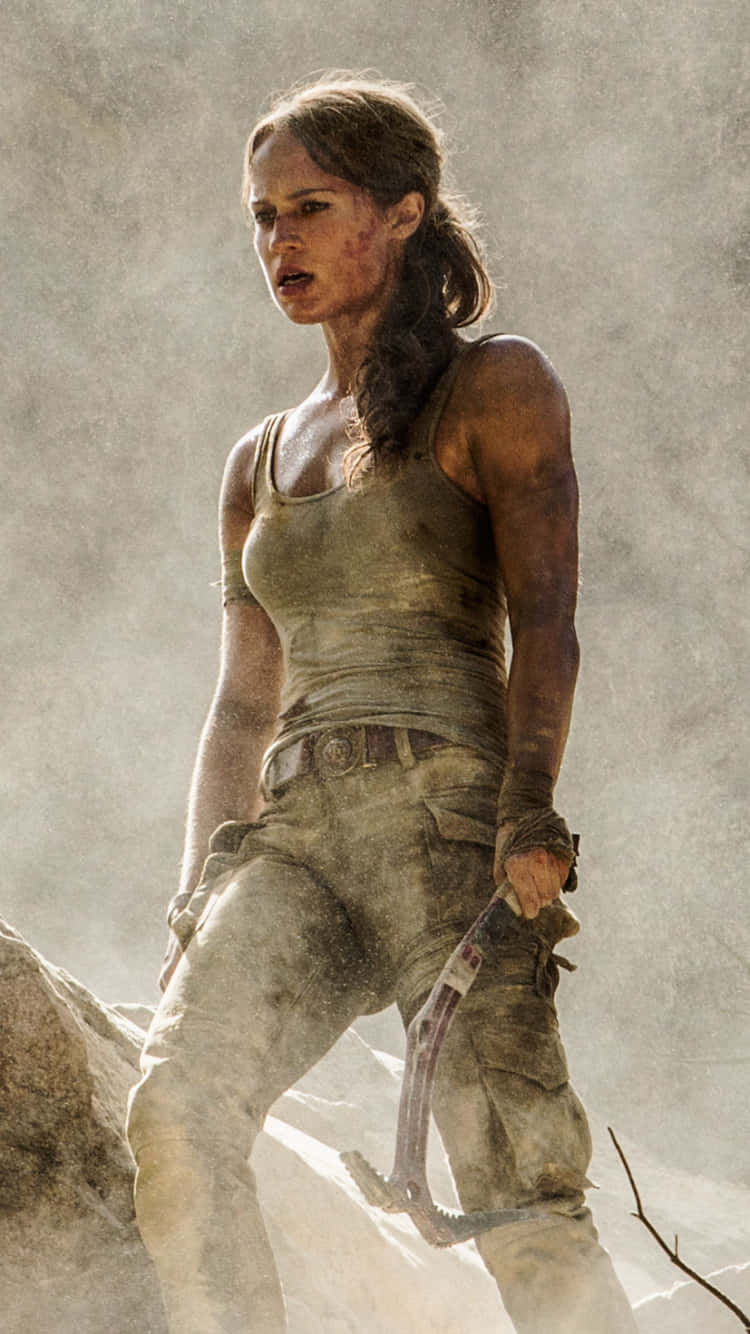 Tomb Raider Phone, rocky outcrop, ice axe, HD Phone Wallpaper