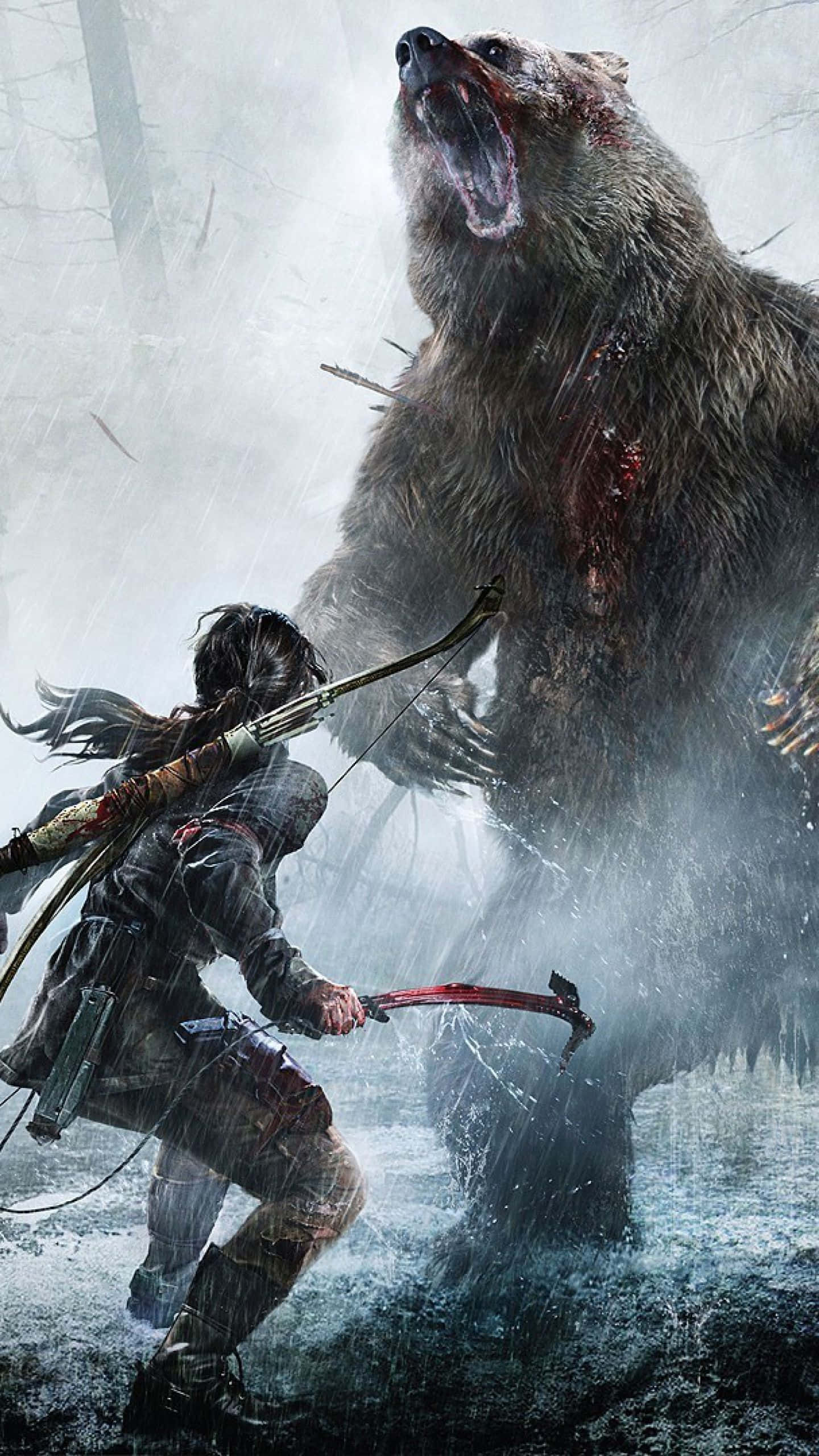 Tomb Raider Phone, bear, bow, 2K Phone Wallpaper