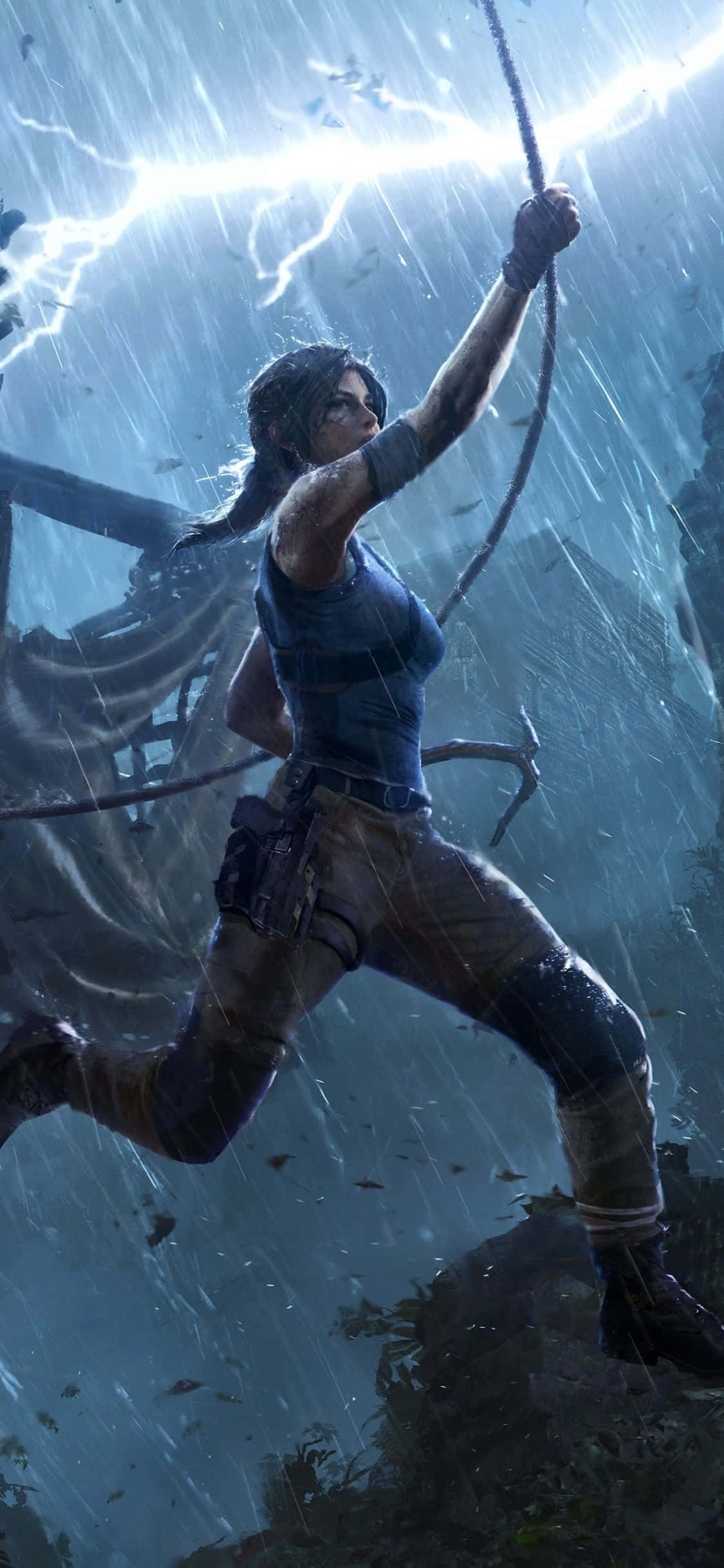 Tomb Raider, adventurer, stormy jungle, Full HD Phone Wallpaper