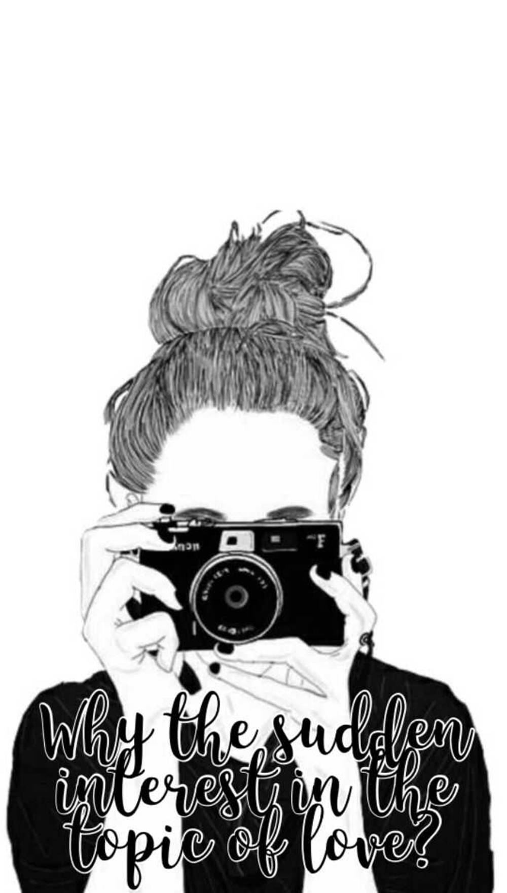 Tomboy Aesthetic, black and white illustrated woman, messy bun, HD Phone Wallpaper