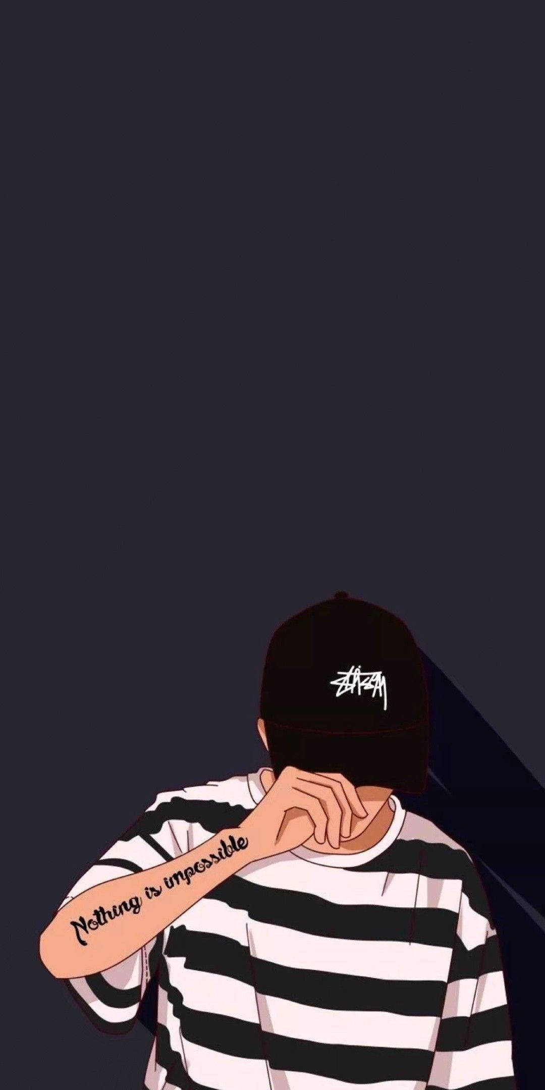Tomboy Aesthetic, black cap, striped shirt, Full HD Phone Wallpaper