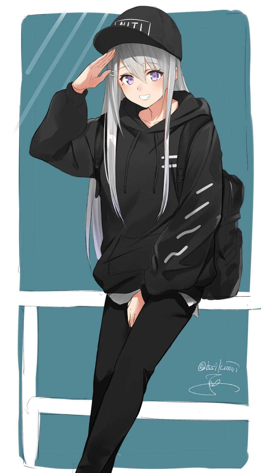 silver hair, purple eyes, black hoodie, HD Phone Wallpaper