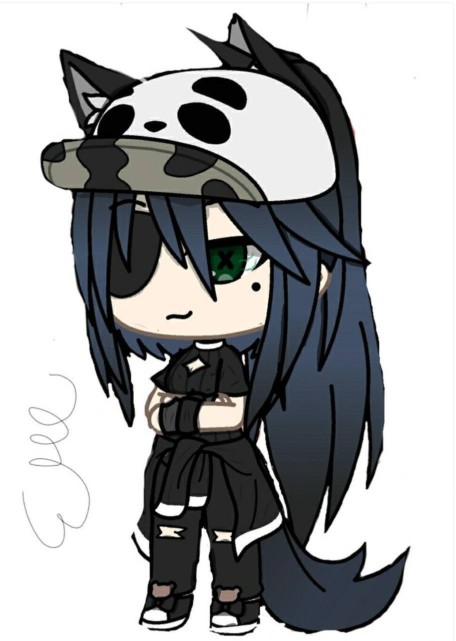 cute tomboy 911, chibi anime character, blue hair, HD Phone Wallpaper