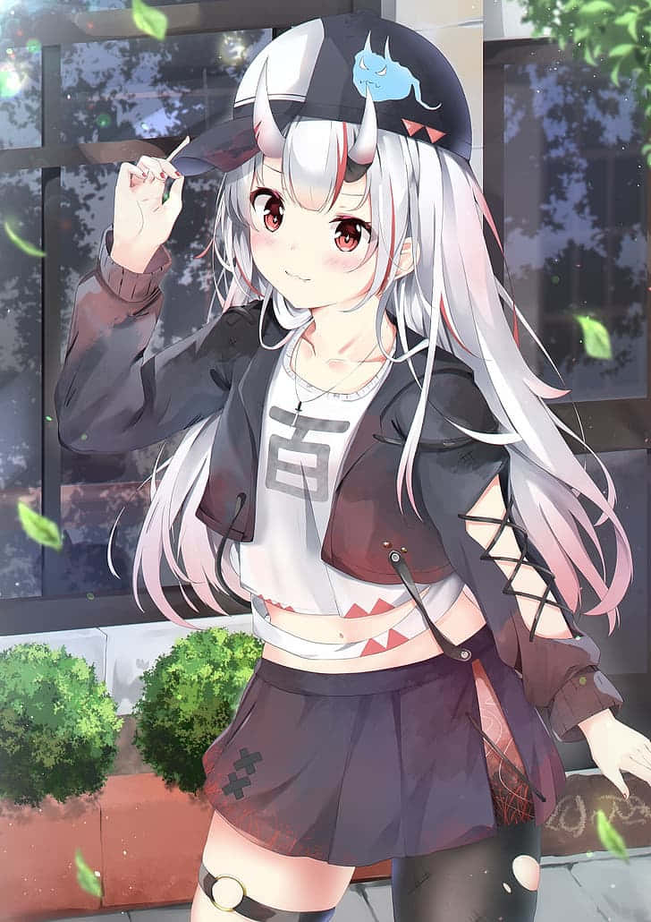 black outfit, white hair, hat, SD Phone Wallpaper