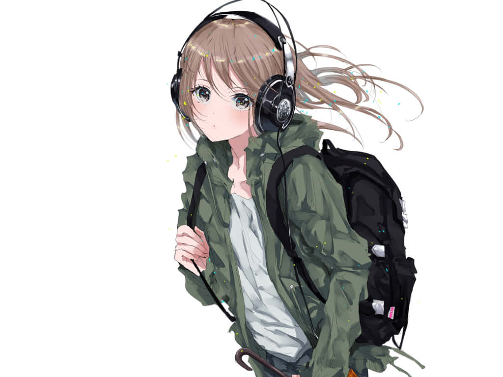 Tomboy Girl, anime girl, headphones, SD Desktop Wallpaper