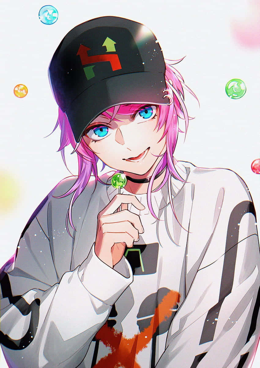 Tomboy Girl, pink hair, blue eyes, SD Phone Wallpaper