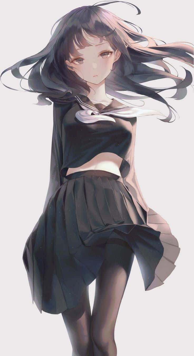 Tomboy Girl, black skirt, school uniform, HD Phone Wallpaper