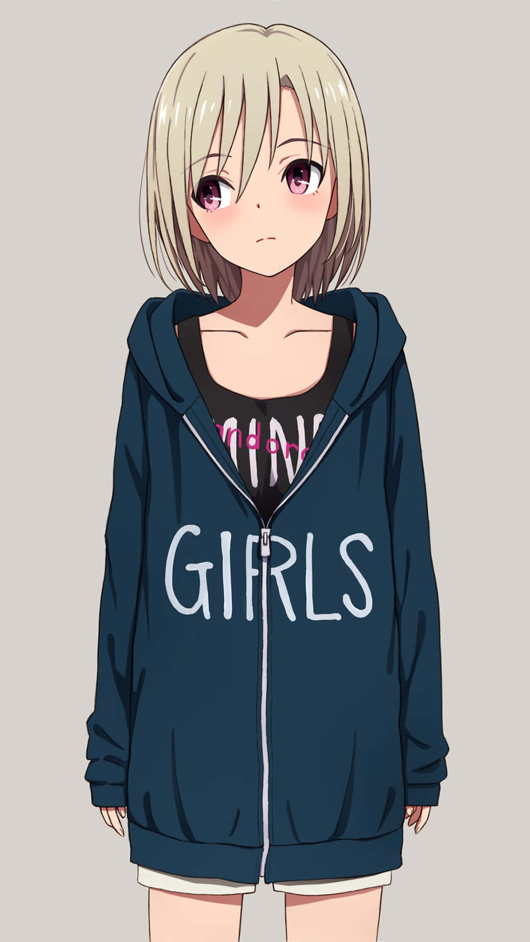 Tomboy Girl, short blonde hair, purple eyes, Full HD Phone Wallpaper