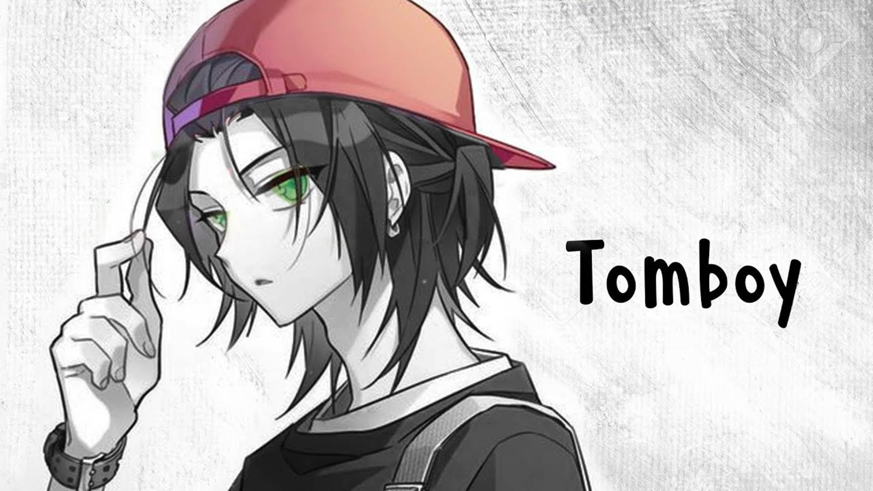 tomboy, green eyes, red cap, HD Desktop Wallpaper