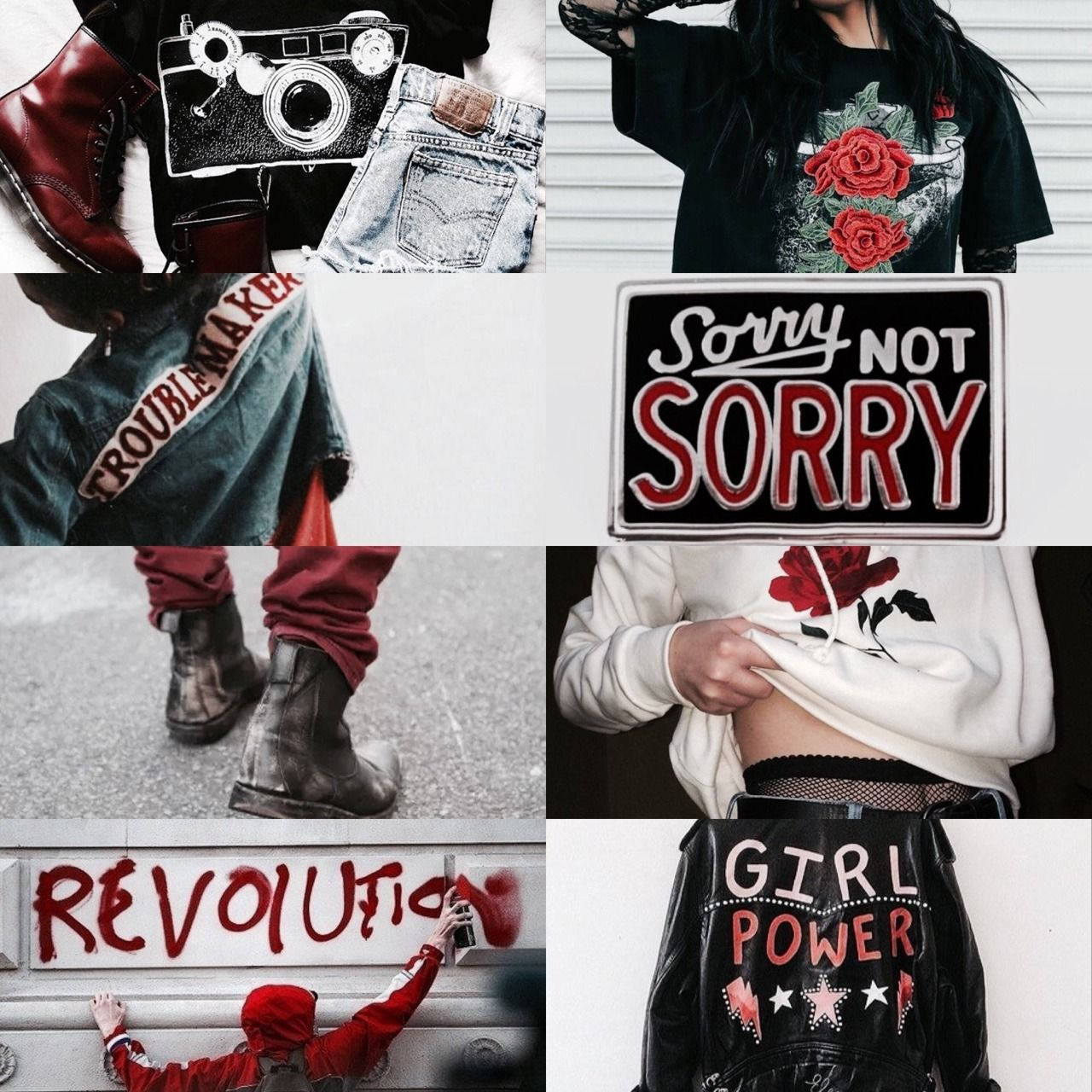 Tomboy Aesthetic, red boots, roses, HD Desktop Wallpaper