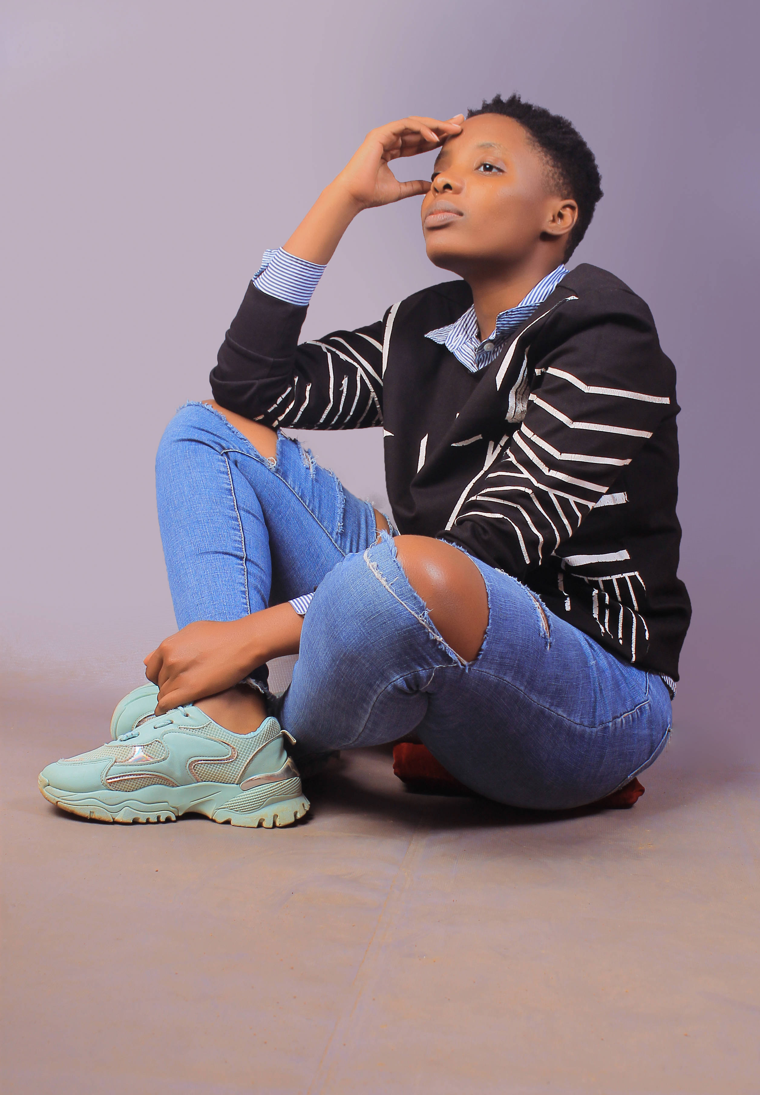 Tomboy, mint sneakers, soft purple backdrop, 2K Phone Wallpaper
