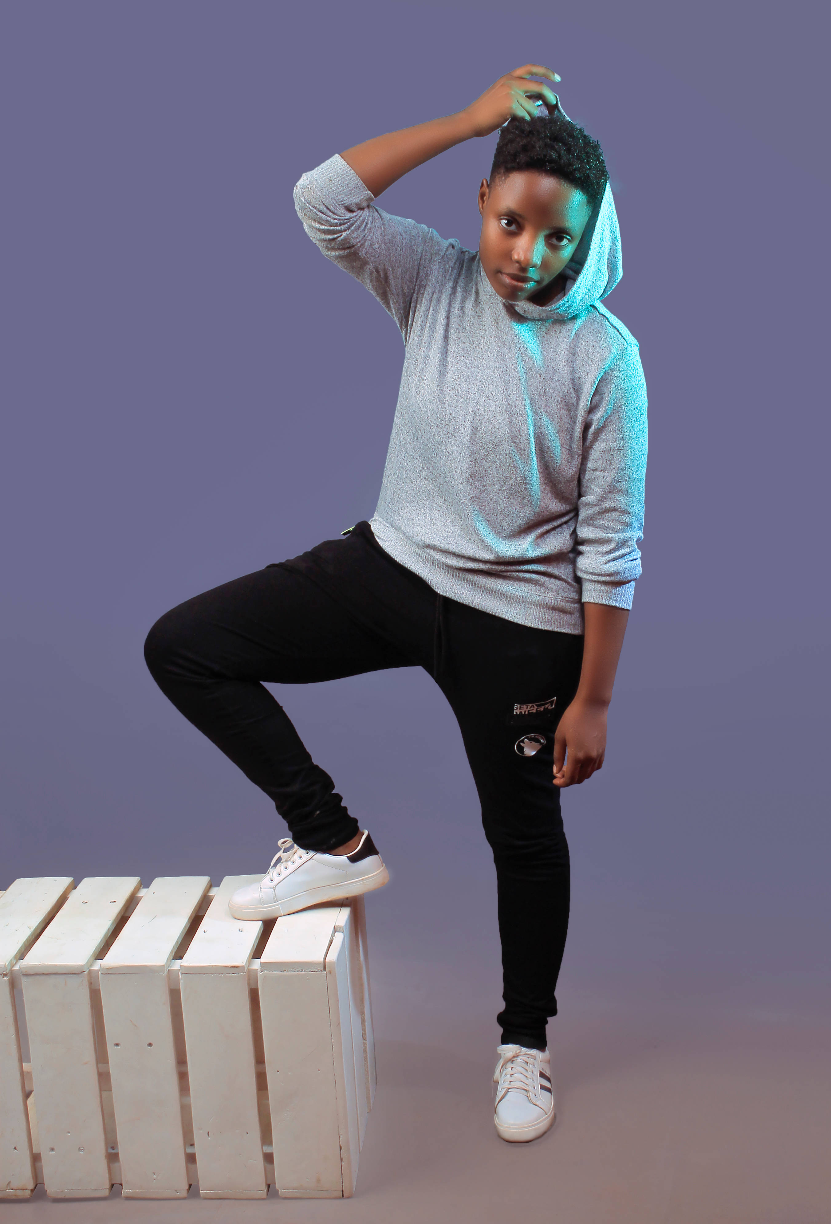 grey hoodie, black pants, white blocks, 4K Phone Wallpaper