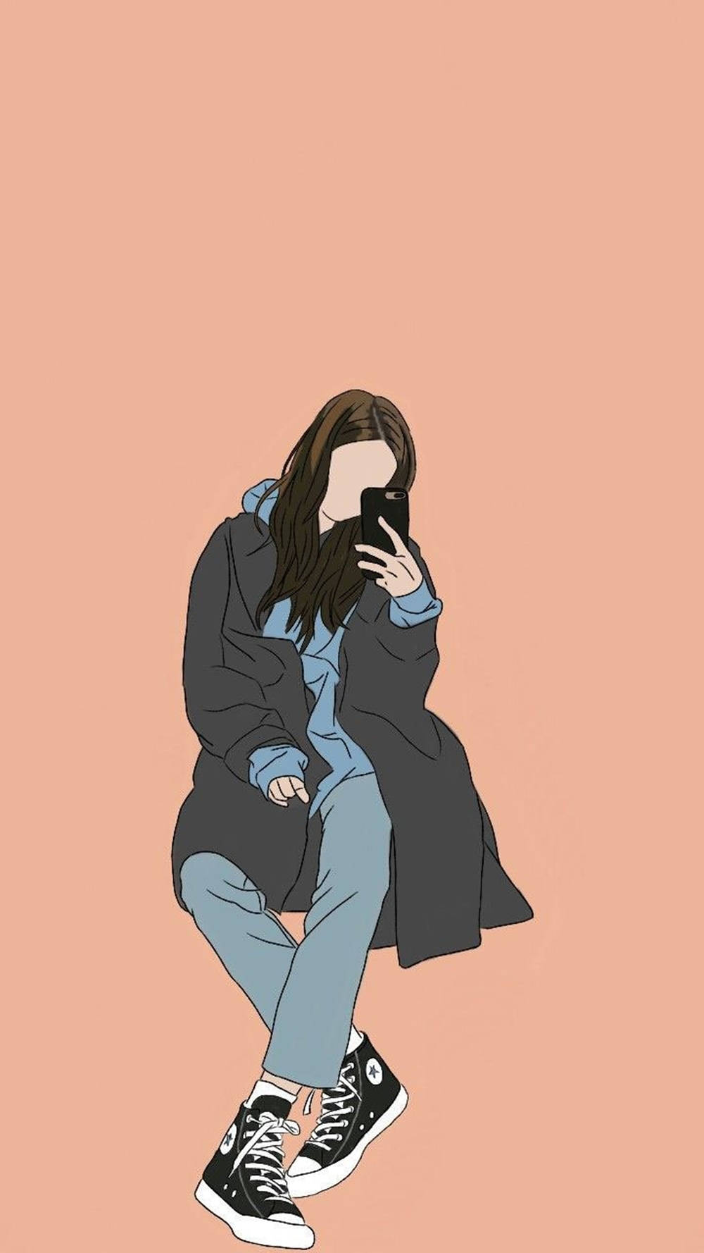 Tomboy Aesthetic, black coat, Converse sneakers, HD Phone Wallpaper