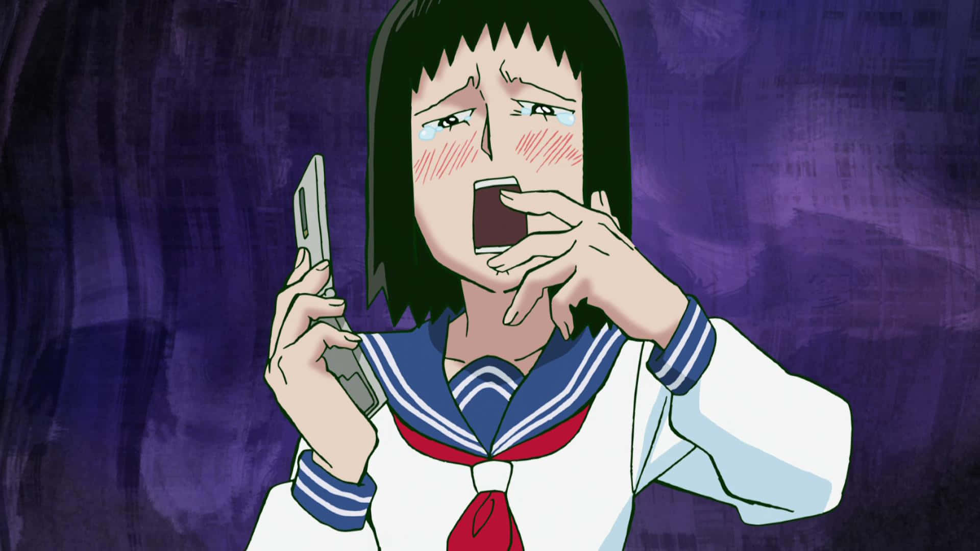 Tome Kurata, sailor uniform, dark purple background, Full HD Desktop Wallpaper