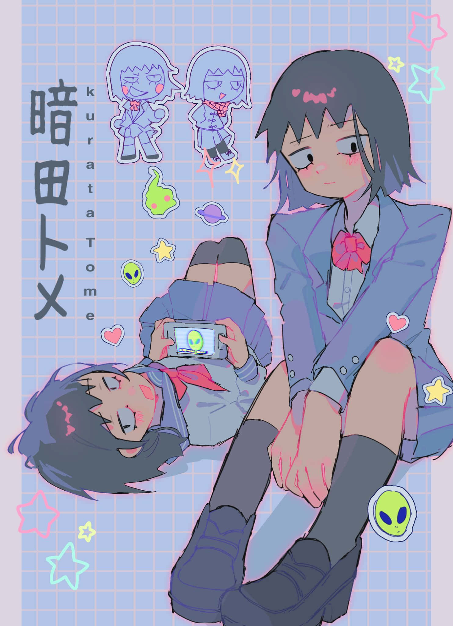 Tome Kurata, anime girls, school uniforms, Full HD Phone Wallpaper