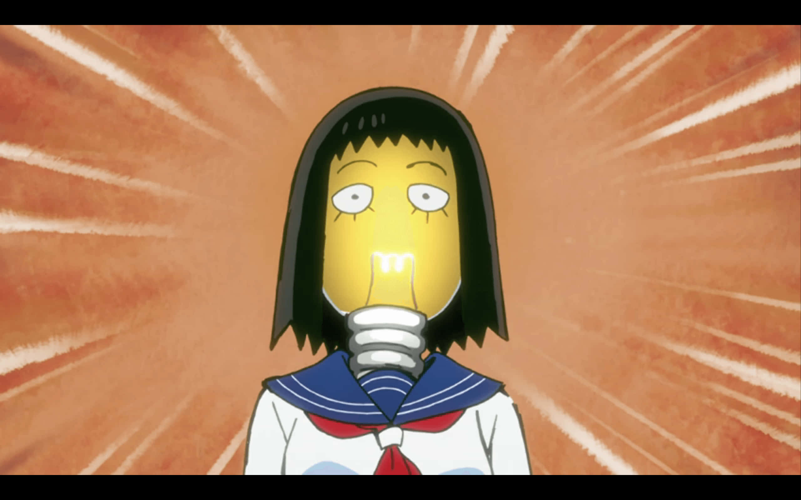 Tome Kurata, sailor uniform, glowing lightbulb, 2K Desktop Wallpaper