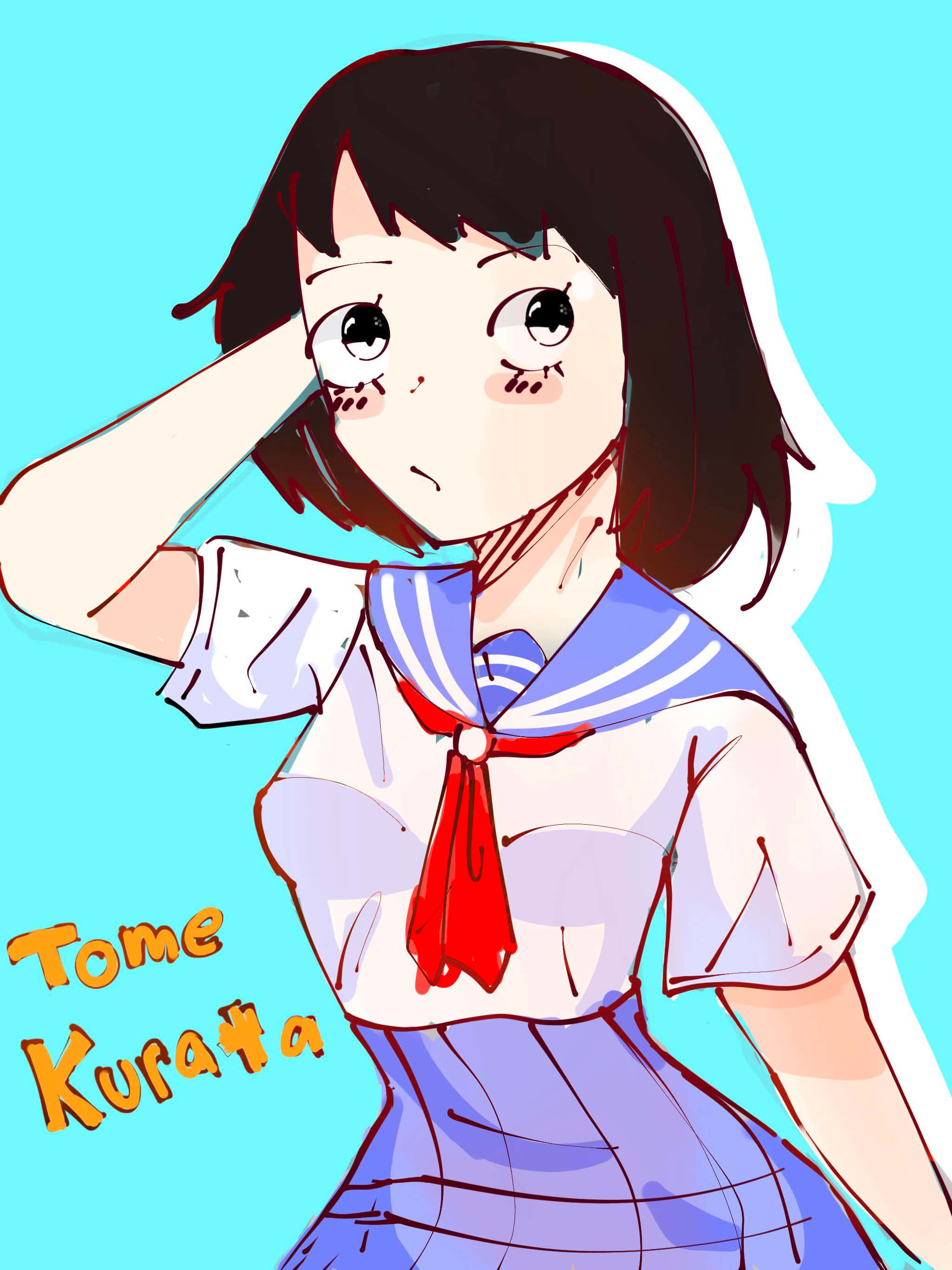 Tome Kurata, sailor uniform, red tie, 2K Phone Wallpaper