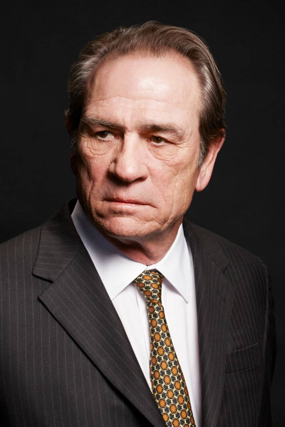 Tommy Lee Jones, pinstripe suit, patterned tie, HD Phone Wallpaper