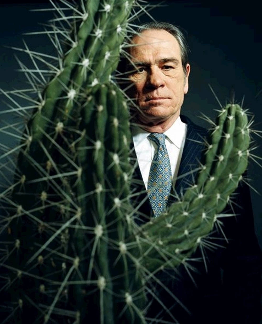 Tommy Lee Jones, cactus plant, suit, SD Phone Wallpaper