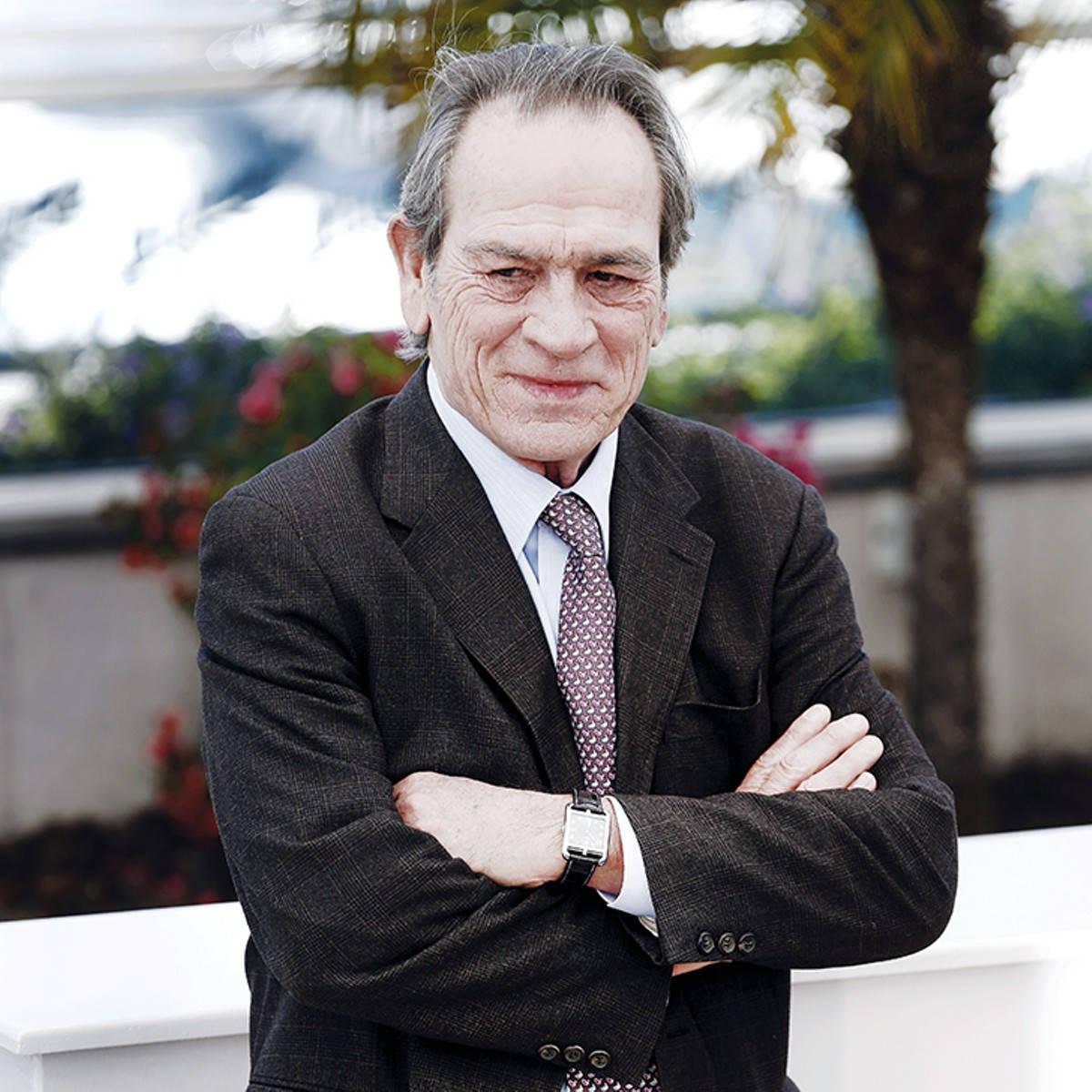 Tommy Lee Jones, dark suit, patterned tie, SD Desktop Wallpaper