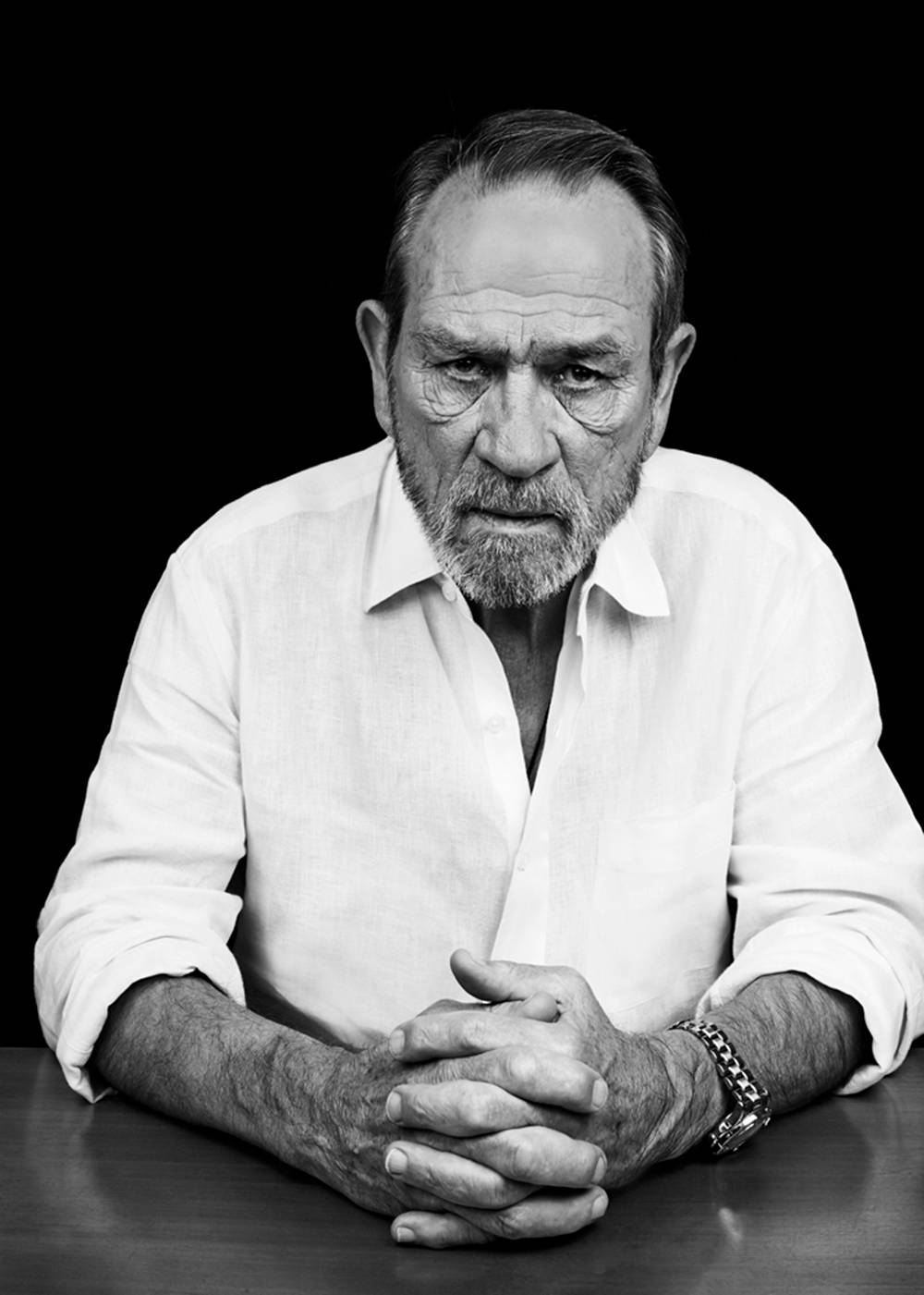 Tommy Lee Jones, black and white portrait, stern elderly man, HD Phone Wallpaper
