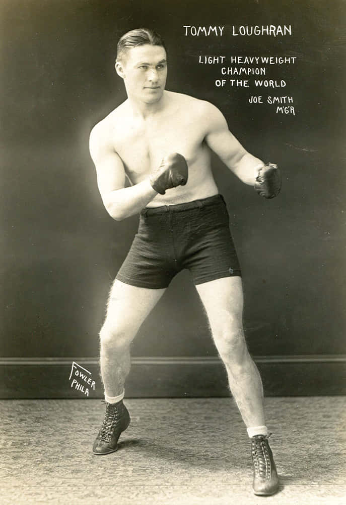 Tommy Loughran, black and white portrait, fighting stance, SD Phone Wallpaper