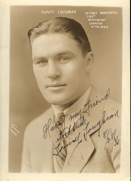 Tommy Loughran, retired undefeated light heavyweight champion of the world, vintage sepia portrait, SD Phone Wallpaper