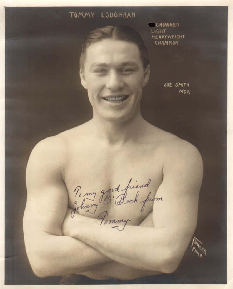 Tommy Loughran, sepia portrait, bare-chested boxer, SD Phone Wallpaper