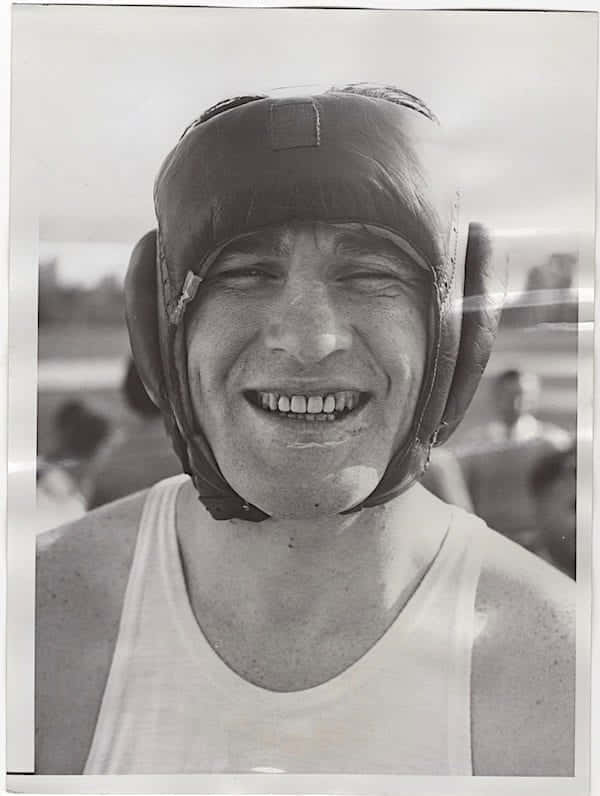 Tommy Loughran, vintage leather headgear, wide grin, SD Phone Wallpaper