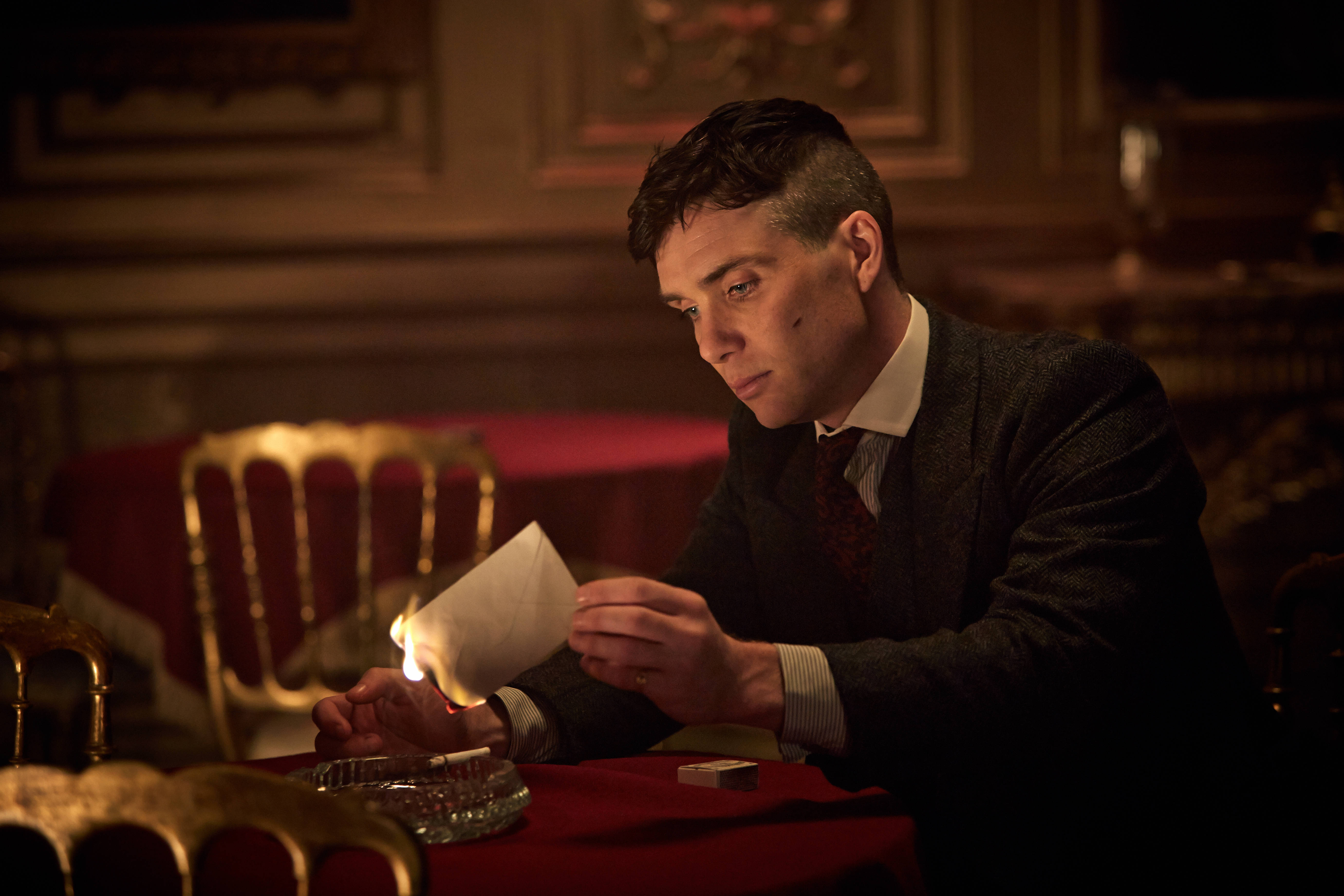 Tommy Shelby, 4K, burning documents, 5K Desktop Wallpaper
