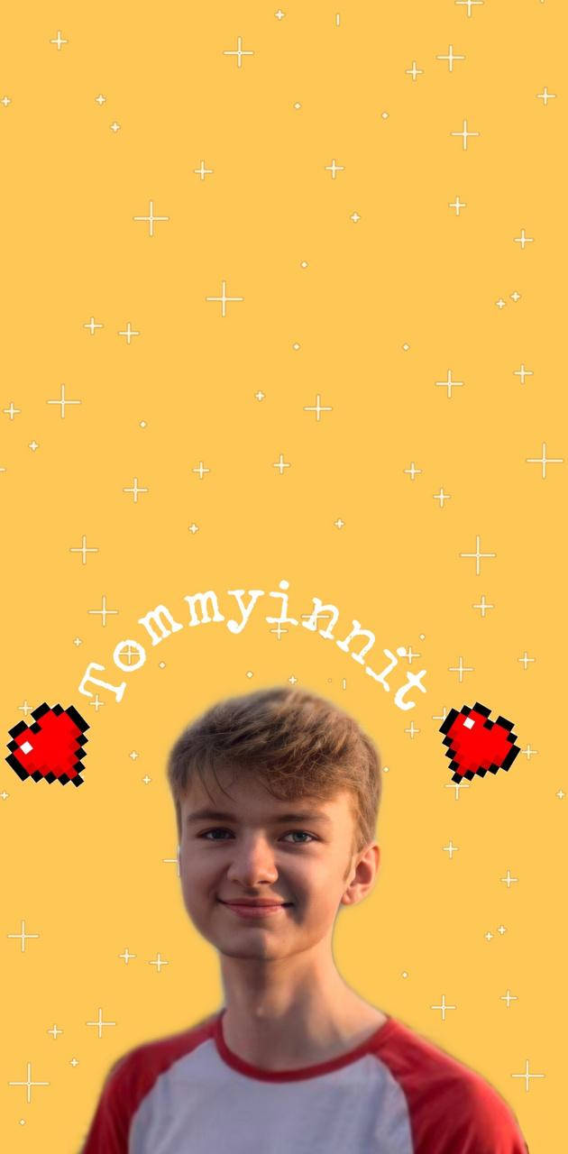 Tommyinnit, yellow background, red and white shirt, HD Phone Wallpaper
